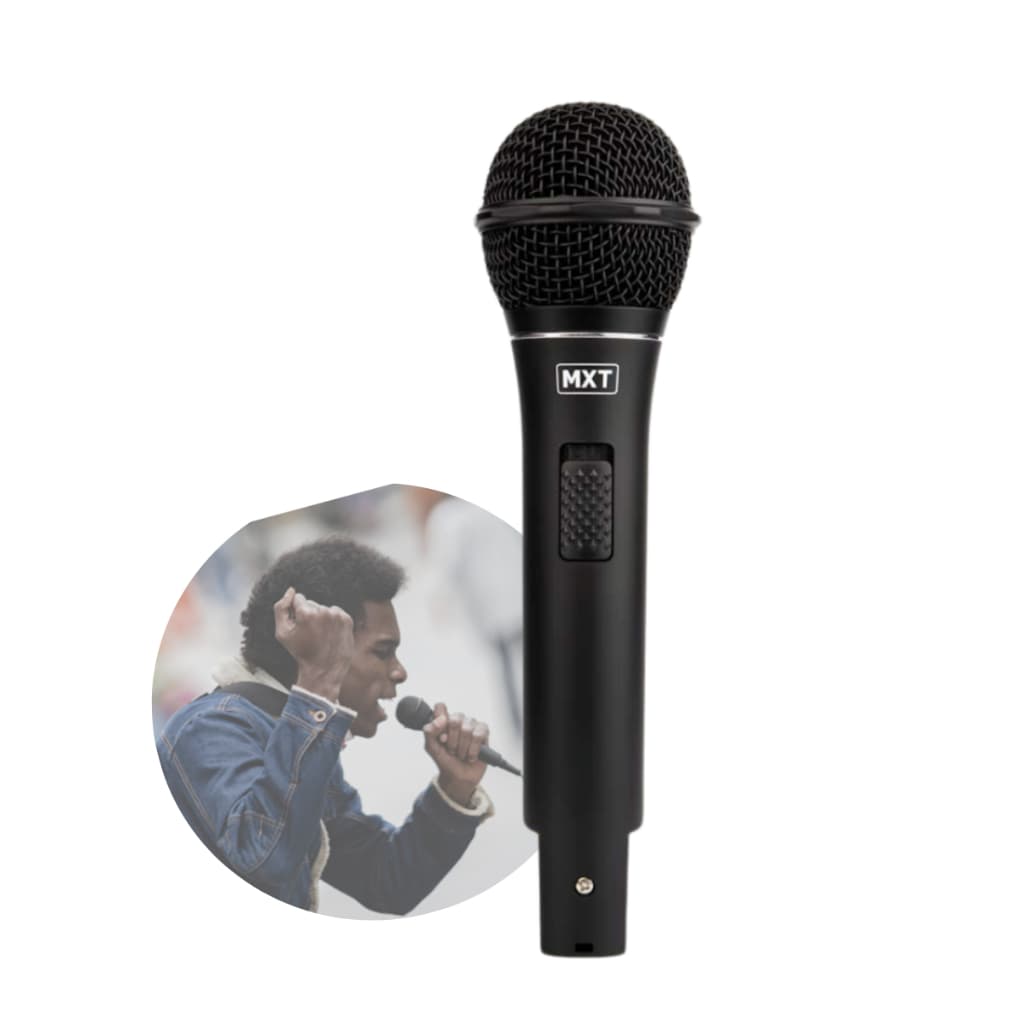 Microfone Dinâmico MXT com Cabo P10 4m, Chave Liga/Desliga para Voz, Instrumentos, Karaokê, Igreja, Eventos e Apresentaç