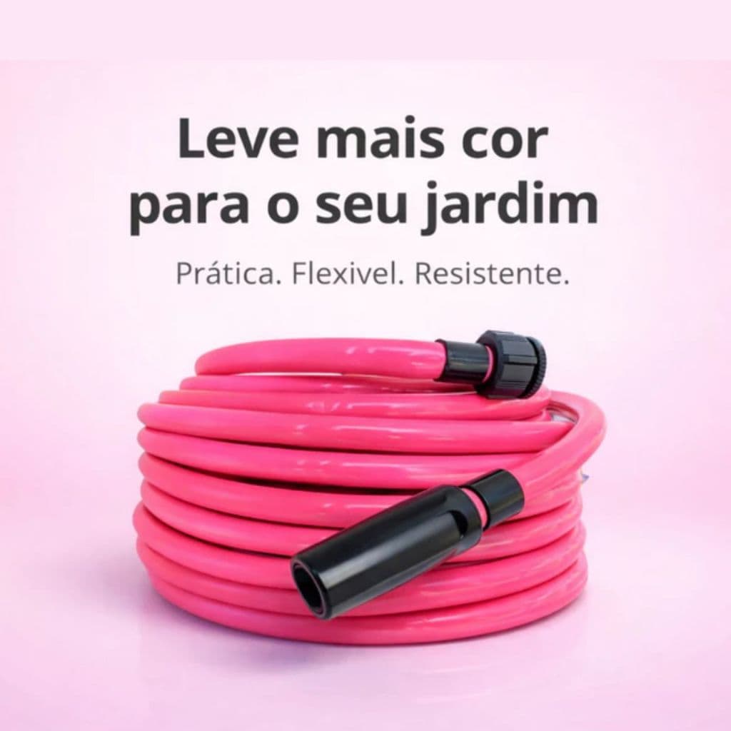 Mangueira De Jardim 30m Rosa Leve Flexível para lavar casa e Carro 5, 10, 15, 20 metros