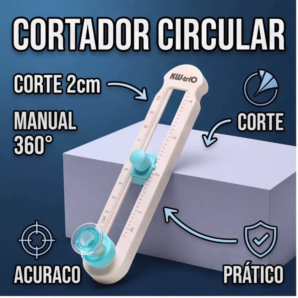 Compasso Rotativo Manual 360°, Diâmetro Mínimo 2 cm, Ferramenta para Corte e Arredondamento