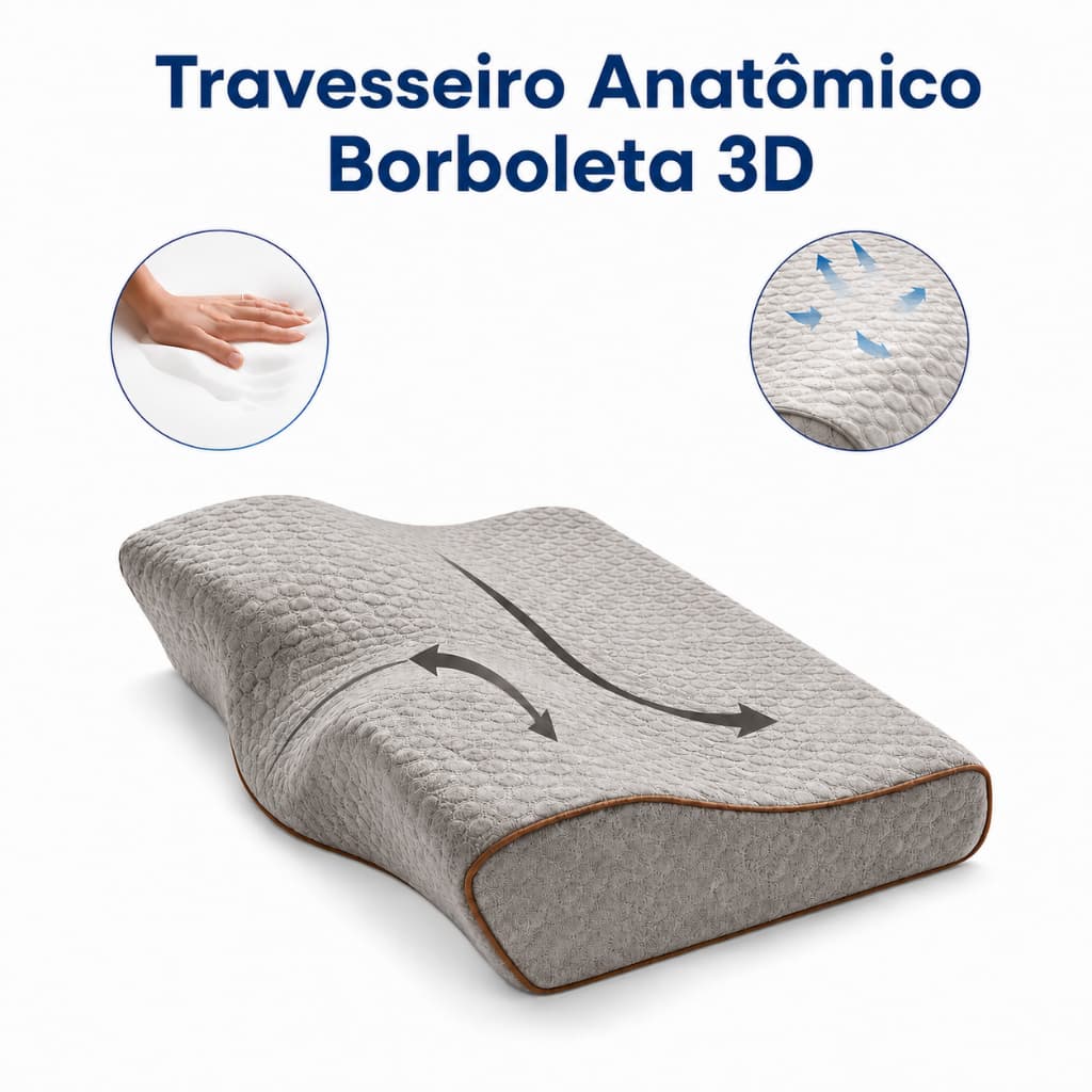 Travesseiro Ortopédico Ergonômico - Alívio de Dor e Suporte Anatômico em Poliéster