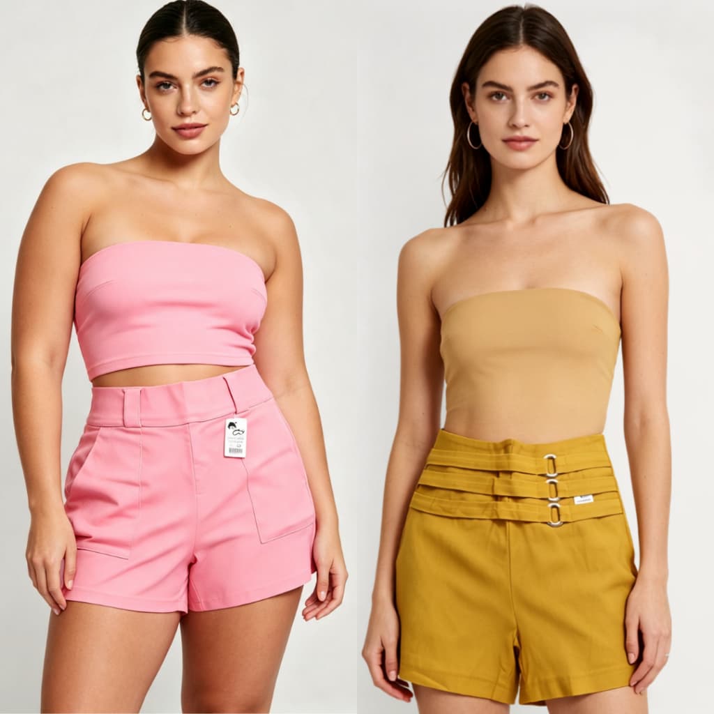 Shorts Femininos Verão Cintura Alta - Modelos Exclusivos Diversas Cores Bengaline Casual Social