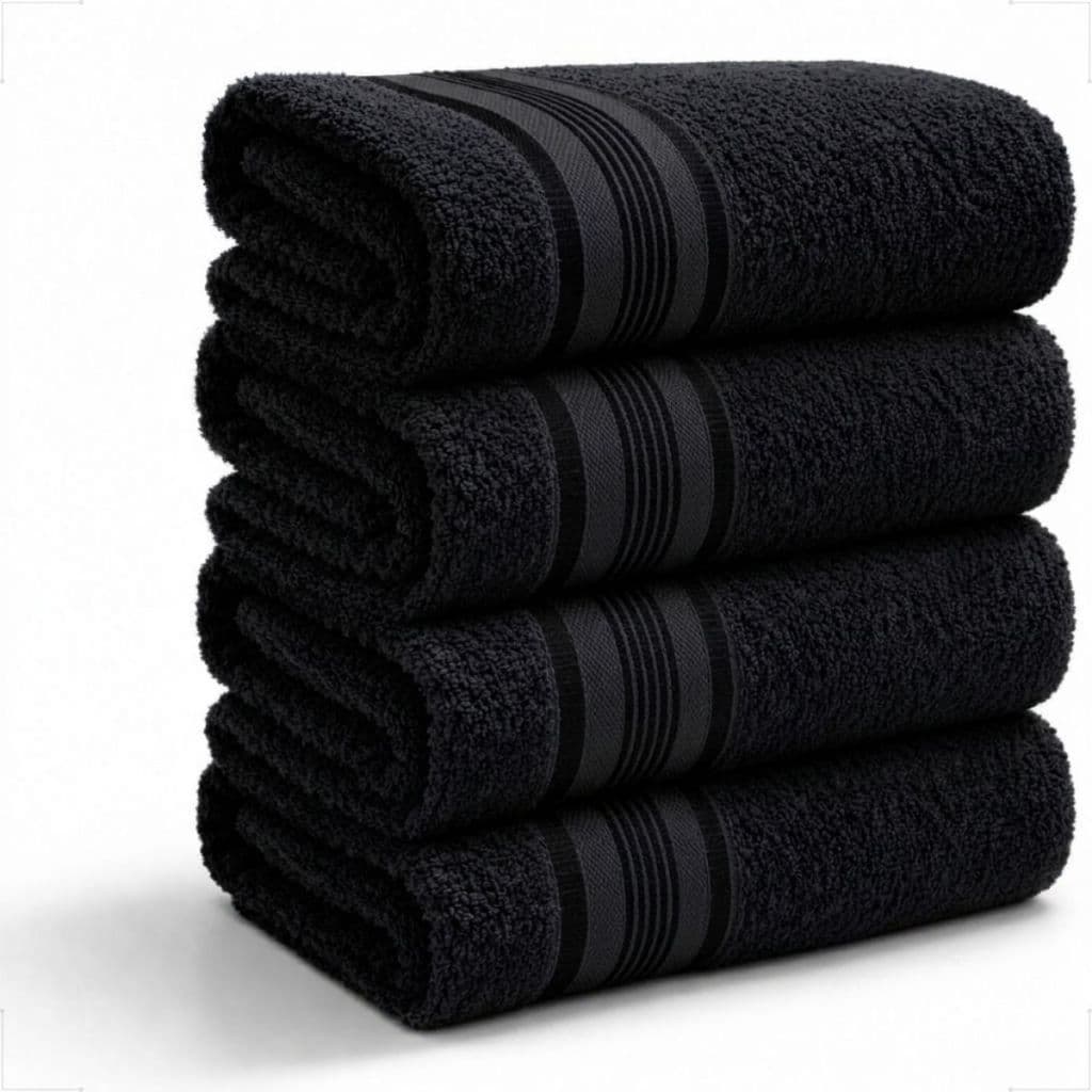 Kit 4 Toalhas de Banho Preto 100% Algodão Jogo Banhão Premium Macia Alta Absorção Toalha Luxo Gigante 75x180cm