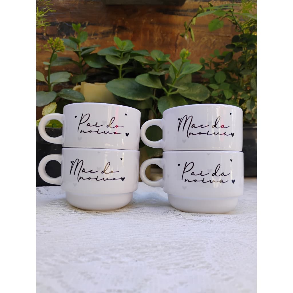 KIT 36 Xícaras porcelana Casamento Noiva Mãe e Pai madrinhas padrinhos casamento Festa presente Noivos