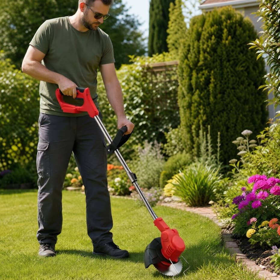 *Roçadeira Elétrica Portáti 48V, 2 Baterias Recarregáveis Dupla Voltagem Kit Completo para Jardim Quintal Corte de Grama
