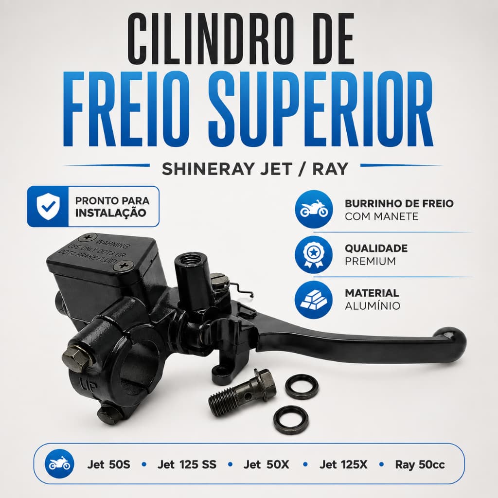 Cilindro Mestre Burrinho Freio Shineray Jet 50s  Jet125 SS 2020 2021 2022 2023 2024 CBS