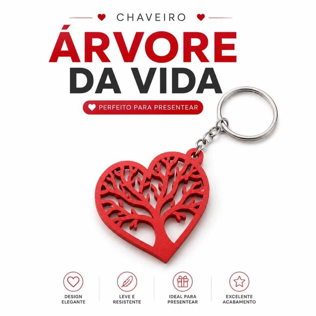 Chaveiro 4cmx4cm Formato Árvore da Vida Presentes Namorados Dias dos Pais Natal Lembrancinhas