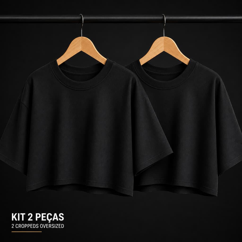 Kit 2 Cropped Oversized Feminino 100% Algodão – Camiseta Cropped Feminina Casual Confortável