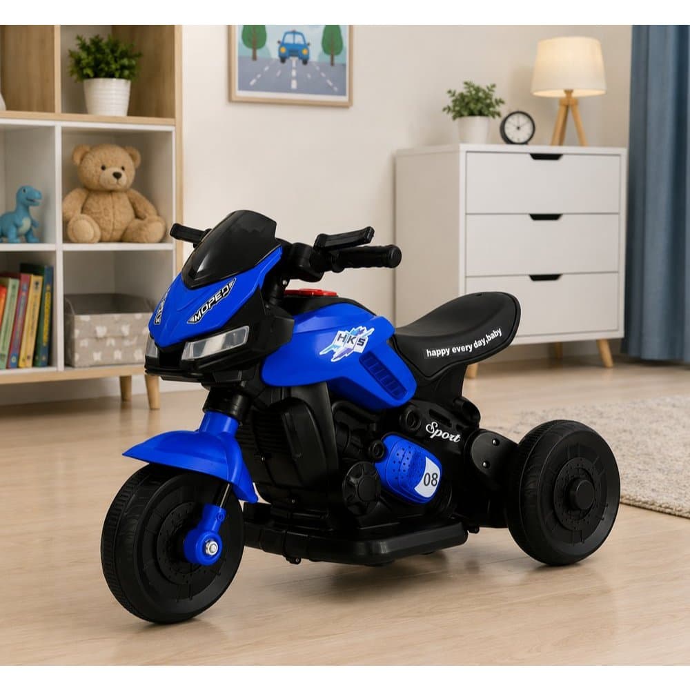 Moto Elétrica Infantil Dark Azul Com Design Esportivo, Diversão, Segurança E Estilo Para Crianças