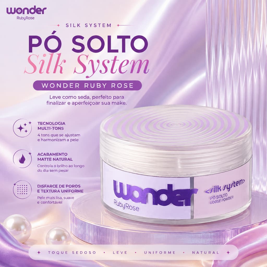 Pó Solto Silk System Wonder Ruby Rose Matte Disfarce de Poros