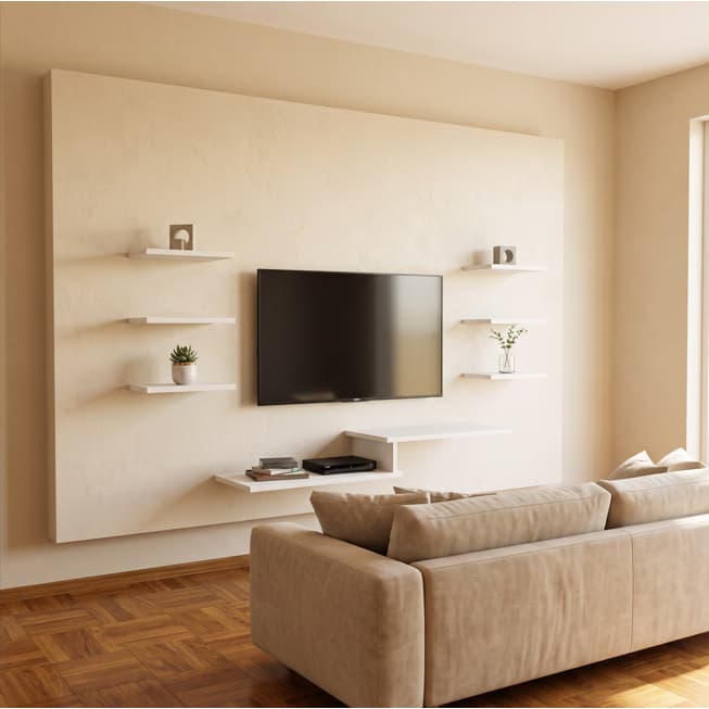 Rack Suspenso Para Quartos e salas com 6 Prateleiras Para Tv de 32 42 50 e 60 Polegadas