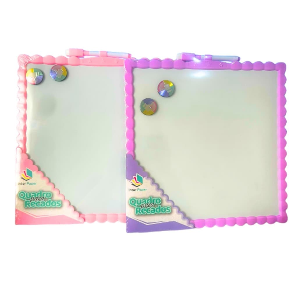 Quadro Lousa para Anotações de Recado com Caneta, Apagador e Imãs- Com Quadro Semanal- Rosa ou Lilas
