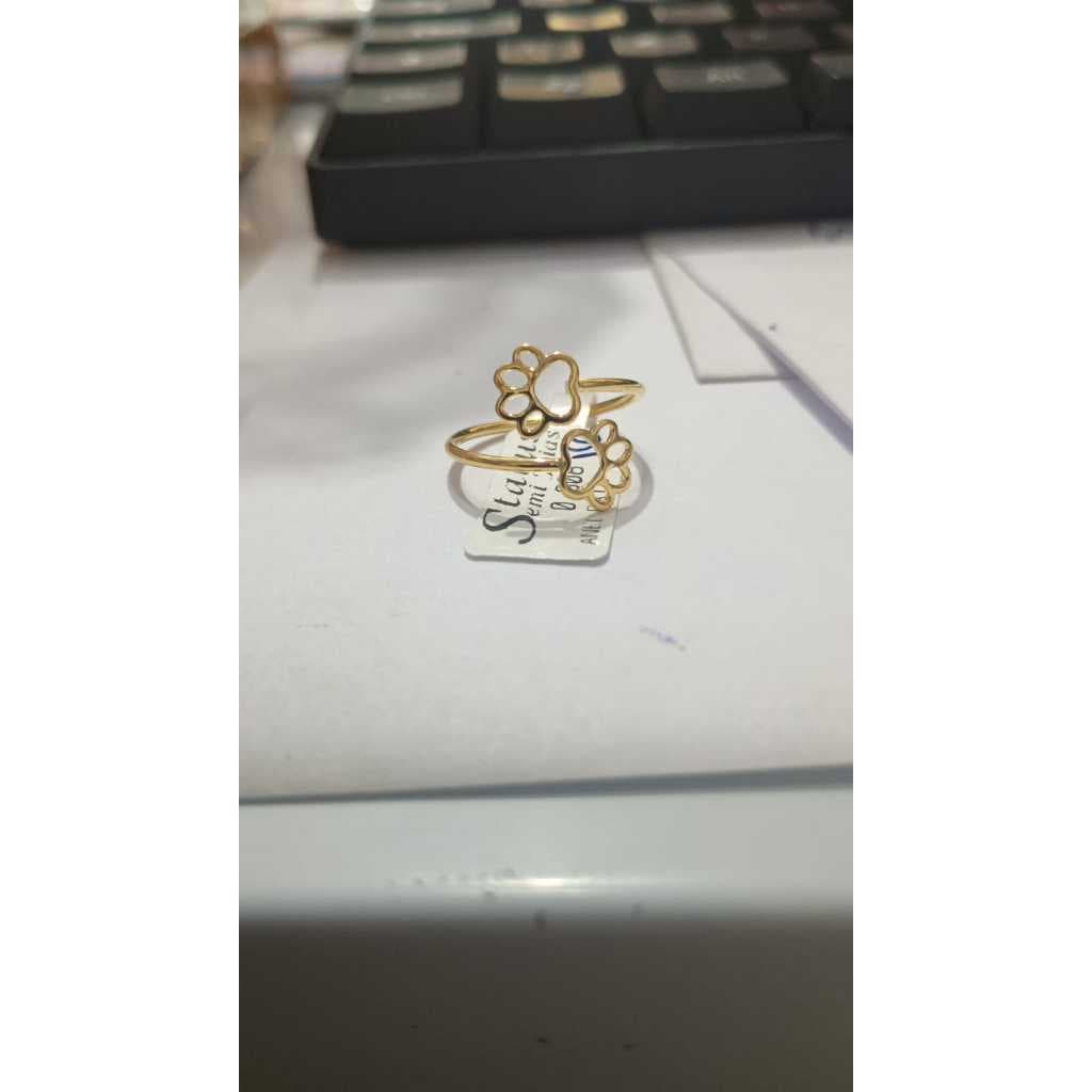Anel Ajustável Patinha Pet Semijoia Banhado Ouro 18k - Amor Pelos Animais