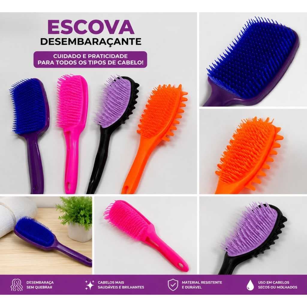 Escova Modeladora de Cachos Profissional Anti Frizz para Cabelos Cacheados