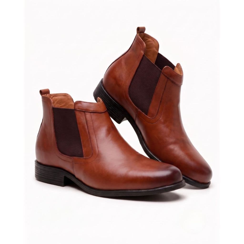 Bota Botina Masculina Couro Premium Conforto Elástico