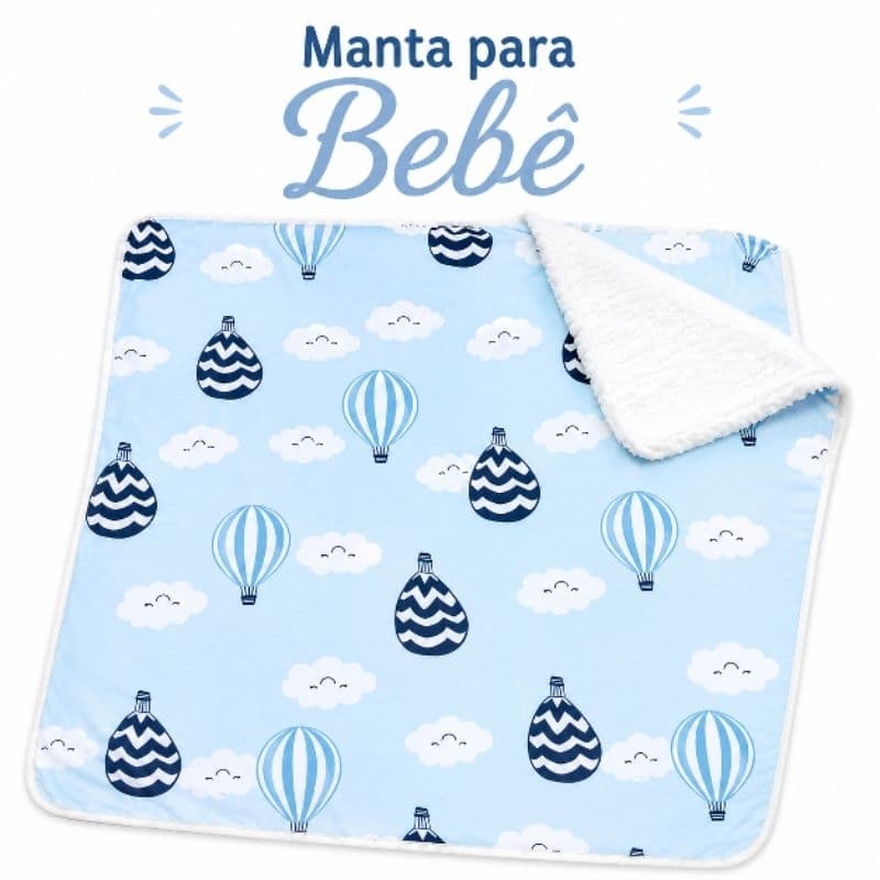 Manta para bebê dupla face com sherpa menino menina