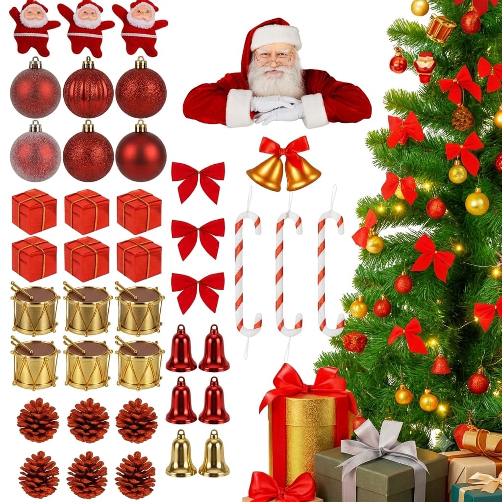 Kit 42 Decoração de Natal  Árvore Enfeites Bolas Natalina Pendentes