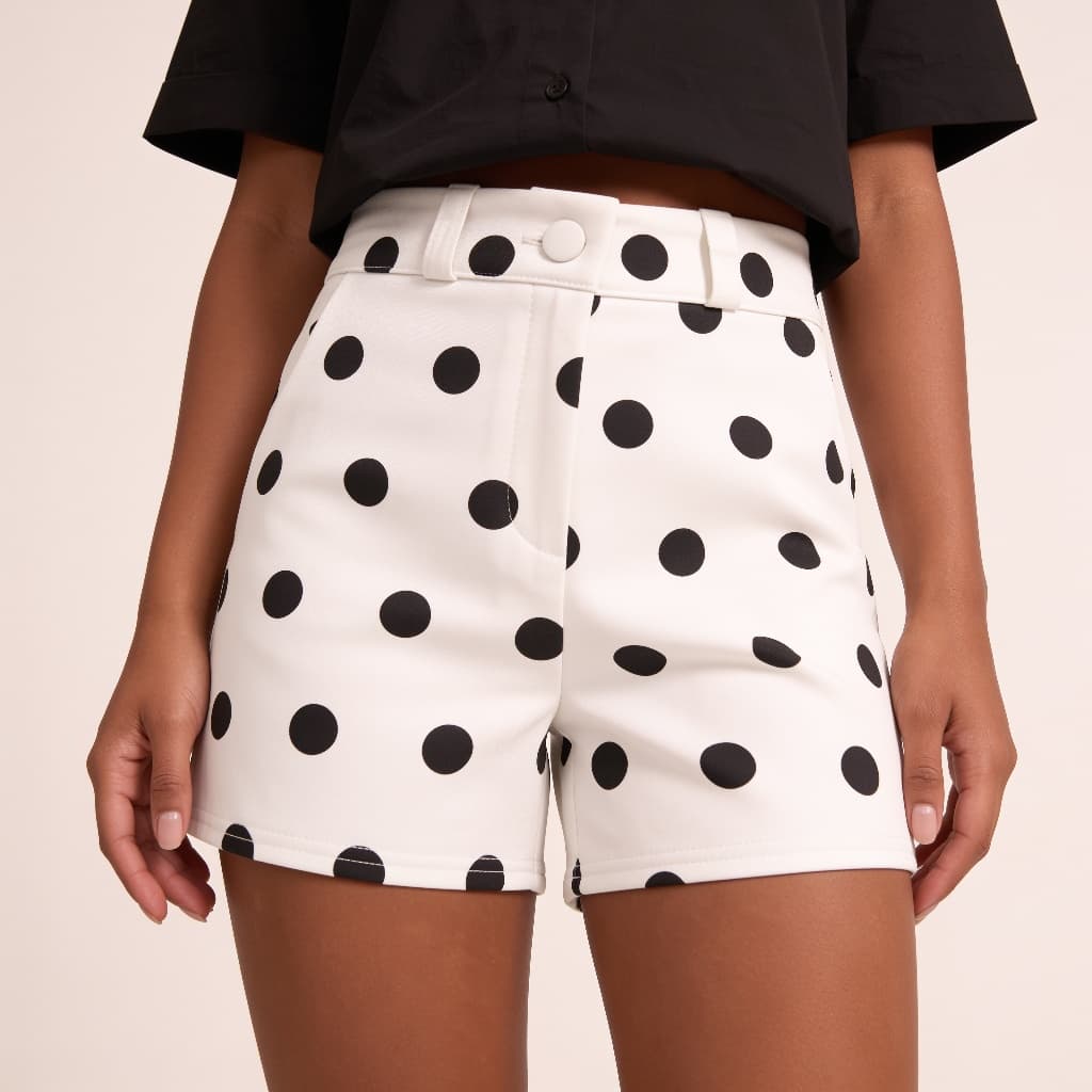 Poá Short Feminino Elegante Bolinha Vintage Retrô Moda Verão Festa Estilosa Confortável 2026 Lancamento