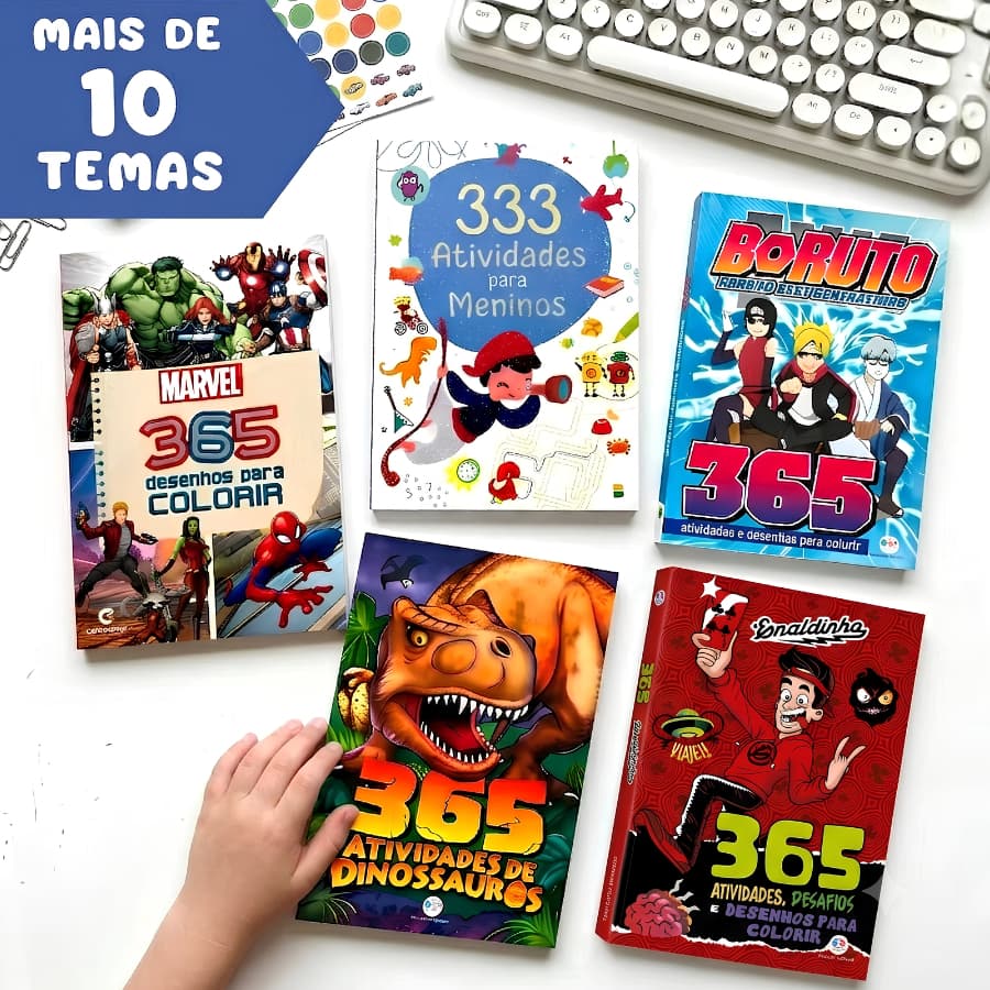 Livro de Colorir Educativo 365 Atividades Para Meninos Heróis Homem Aranha Enaldinho Biblíco Infantil Passatempos