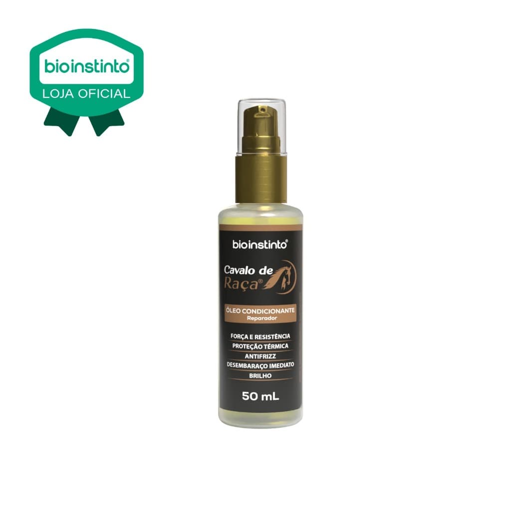 1 ÓLEO Cavalo de Raça 50mL Bio Instinto Reparador de Pontas Força e Resistência Proteção Térmica