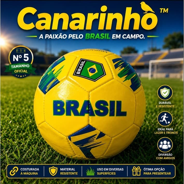 Bola Futebol Oficial Amarela Numero Cinco Resistente Alta Qualidade Duravel