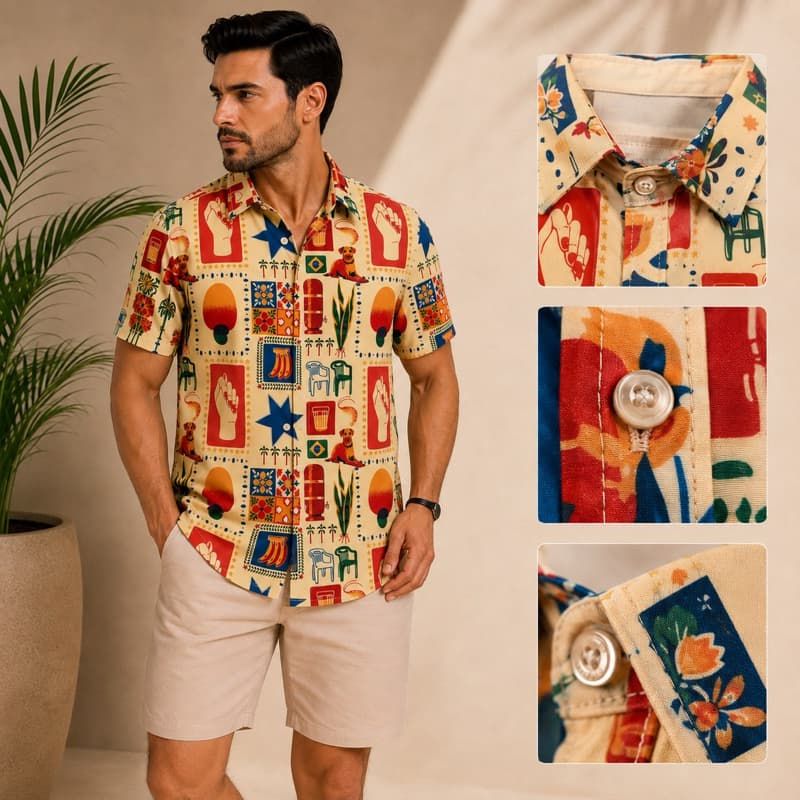 Camisa Masculina Estampada Exclusiva Verao envio imediato