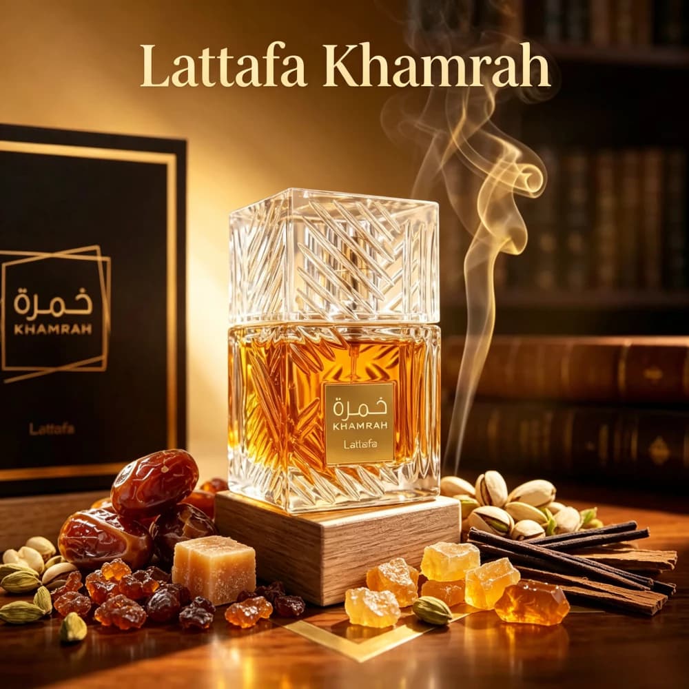 Perfume Khamrah Qahwa Lattafa 2ml - Oriental Gourmand Unissex com Notas de Café Torrado