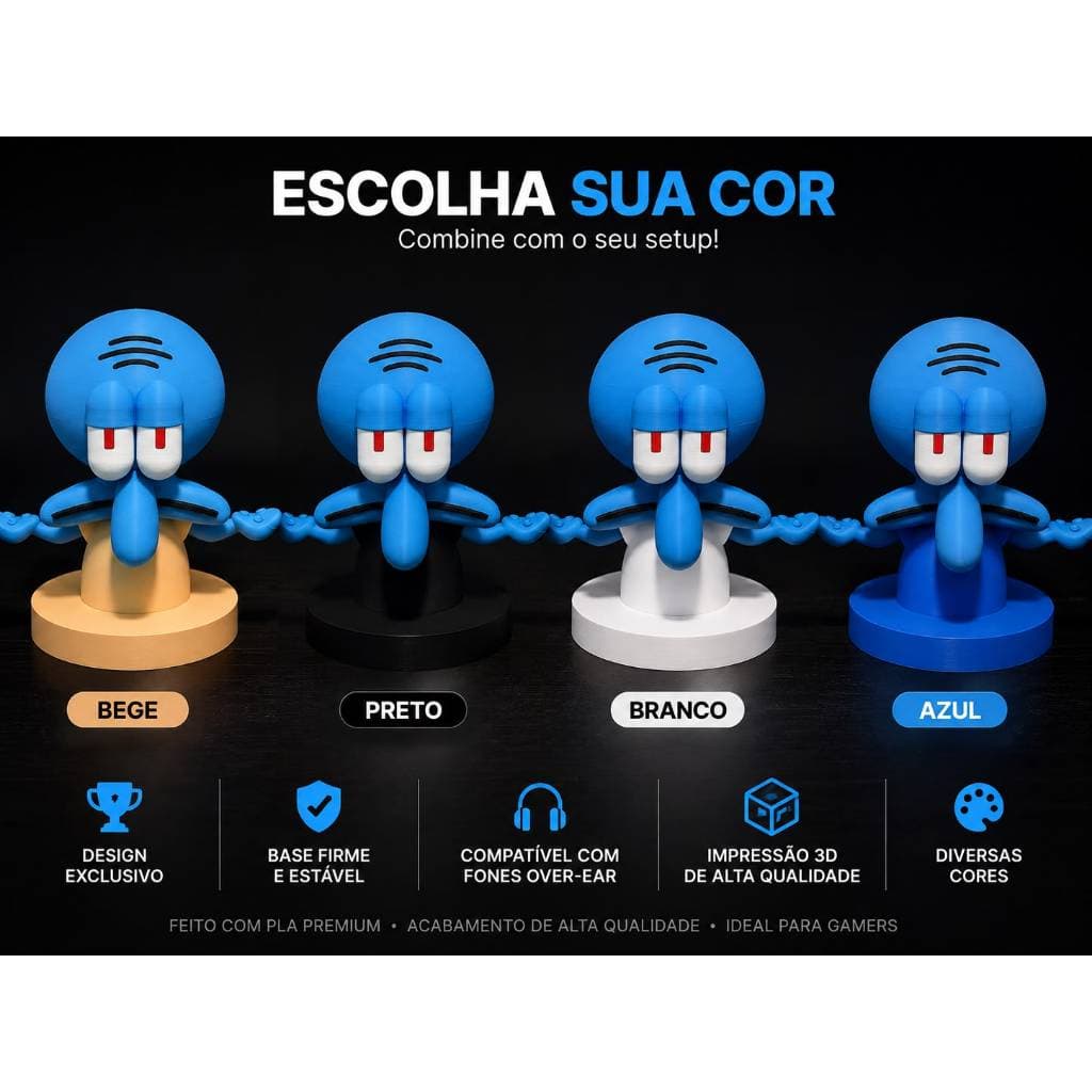 Porta Headset Lula Molusco Geek Gamer - Suporte para Fone de Ouvido Decoração Setup