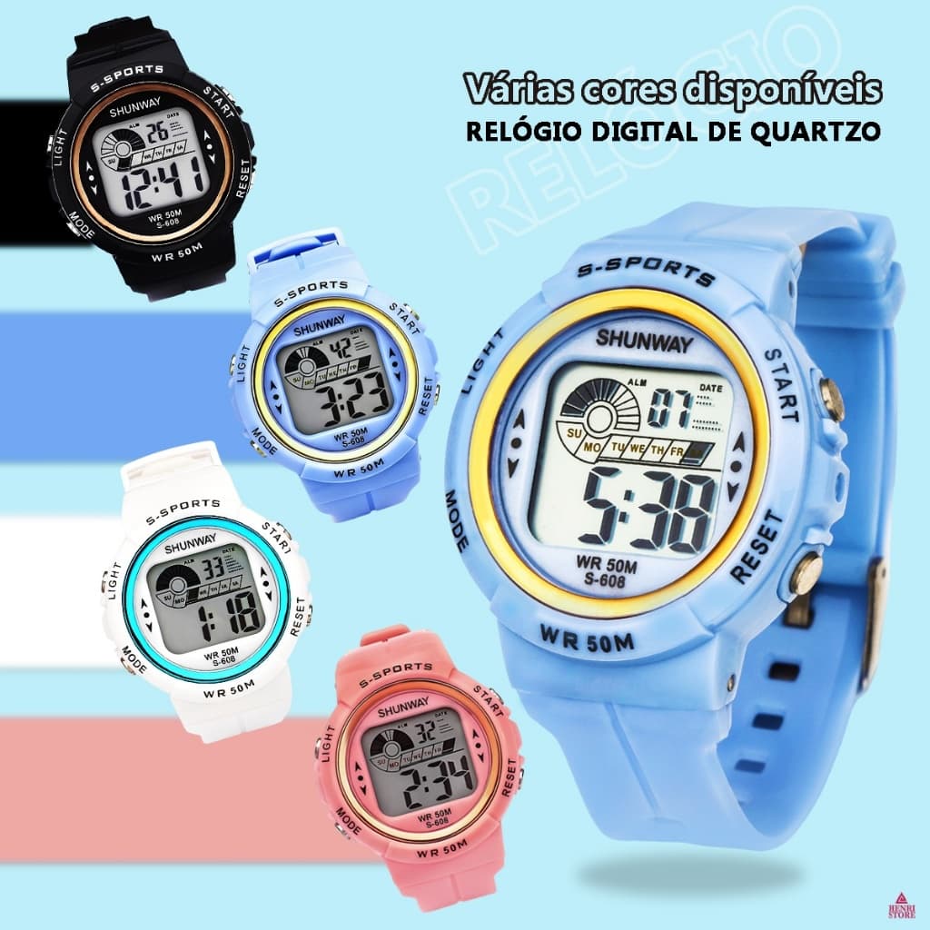 Relogio Feminino Original A Prova D Água Digital Led Esportivo Cronômetro