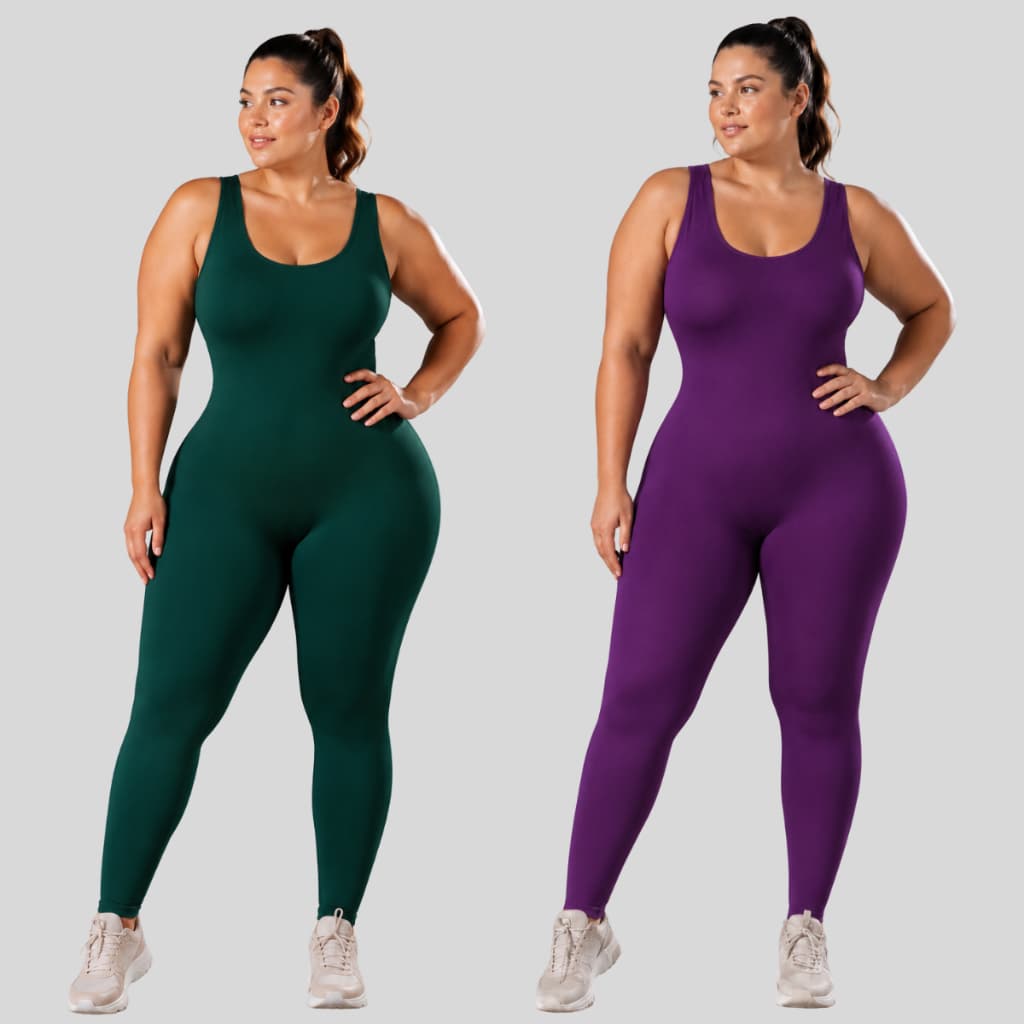Kit 2 Macacão feminino fitness Suplex Plus Size para academia ioga corrida, pilates, caminhada. Macacão Feminino Fitness