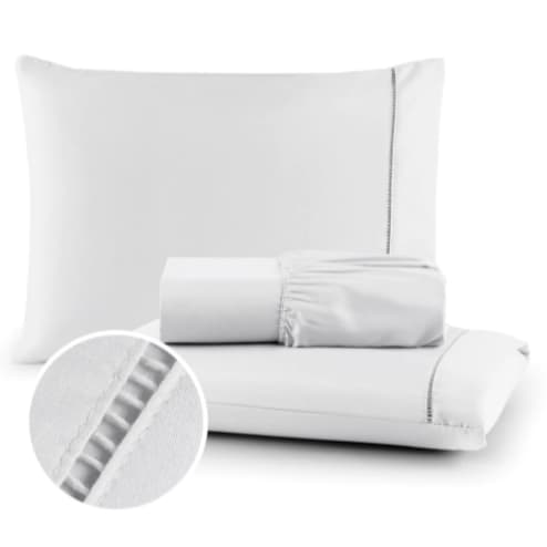 Jogo de Cama Lençol Queen 3 Peças Com Elástico - Branco