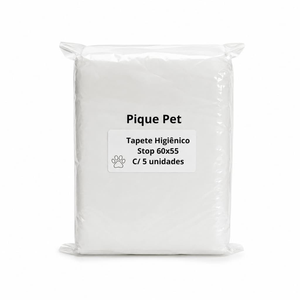 Tapete Higiênico 60x55 contém 5 unidades - Tapete Pet Stop Absorvente Cão Filhote Adulto