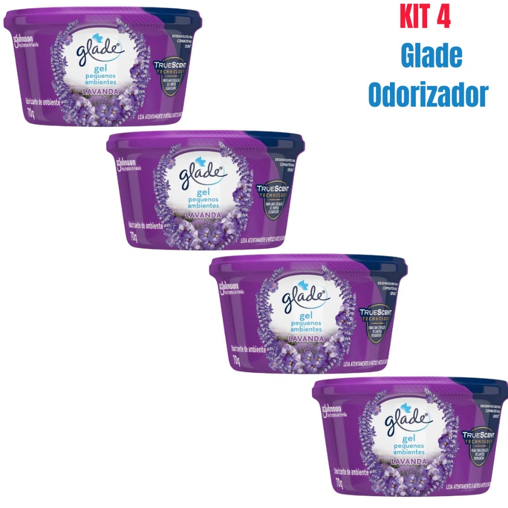 Kit 4 - Glade Odorizador de Ambiente em Gel Lavanda 70g Para Pequenos Ambientes