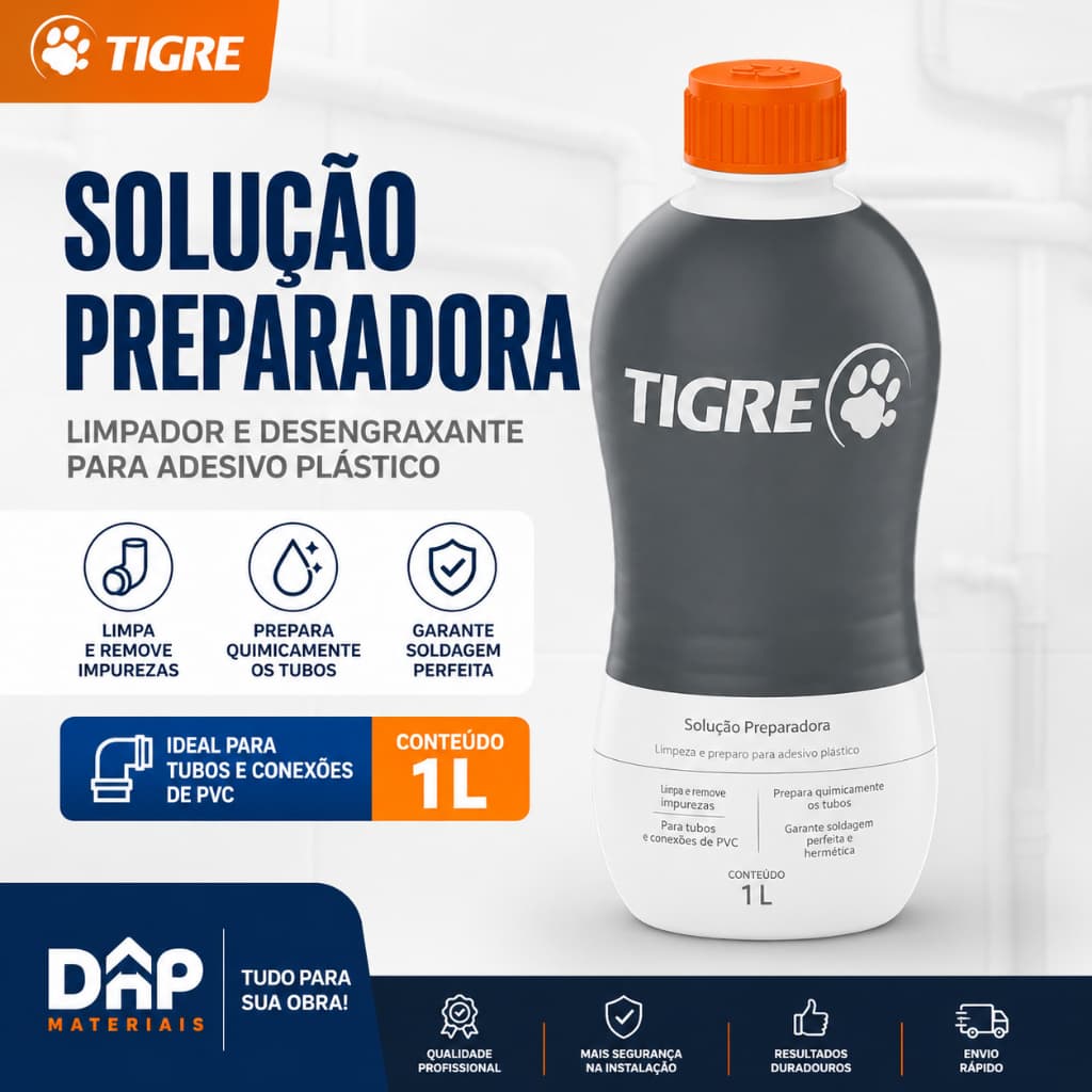 Solução Limpadora Preparadora  PVC Tigre Grande 1 Litro Cor Cinza-escuro