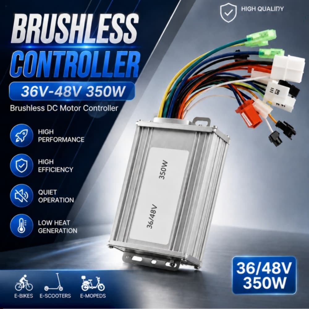 Controlador Universal 350W 36V/48V com Boa Dissipação de Calor para Bicicleta e Patinete Elétrico