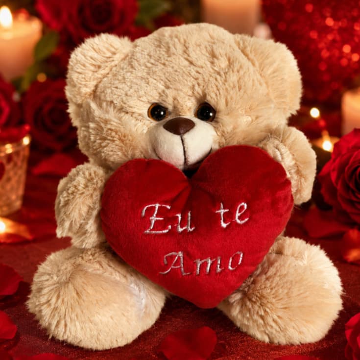 Urso de Pelúcia Com Coração Eu Te Amo Decoração Para Quarto e Cesta Presente Criança e Adulto Antialérgico