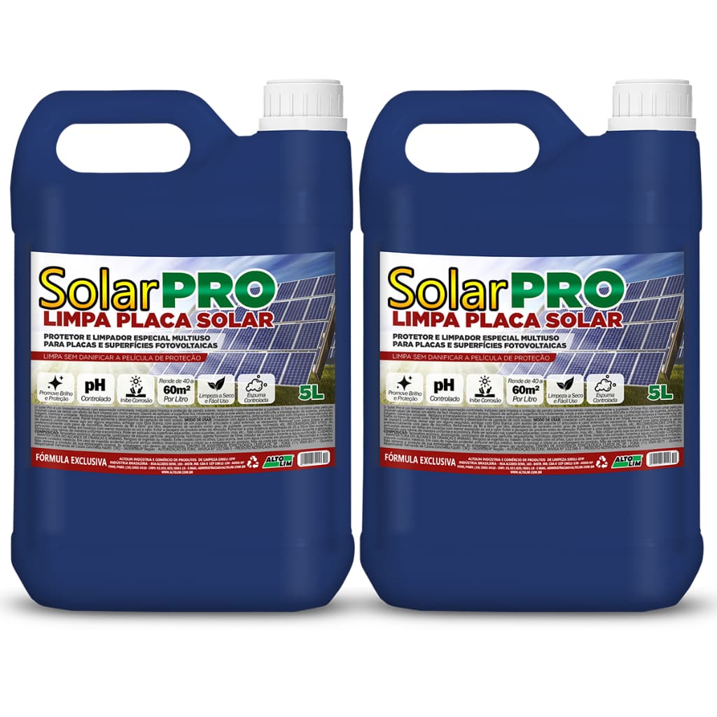 2 Limpa Painel Solar 5L Energia Fotovoltaica Placa Solar Limpador Módulo Fotovoltaico Usina Solar Rende 300m² Manutenção
