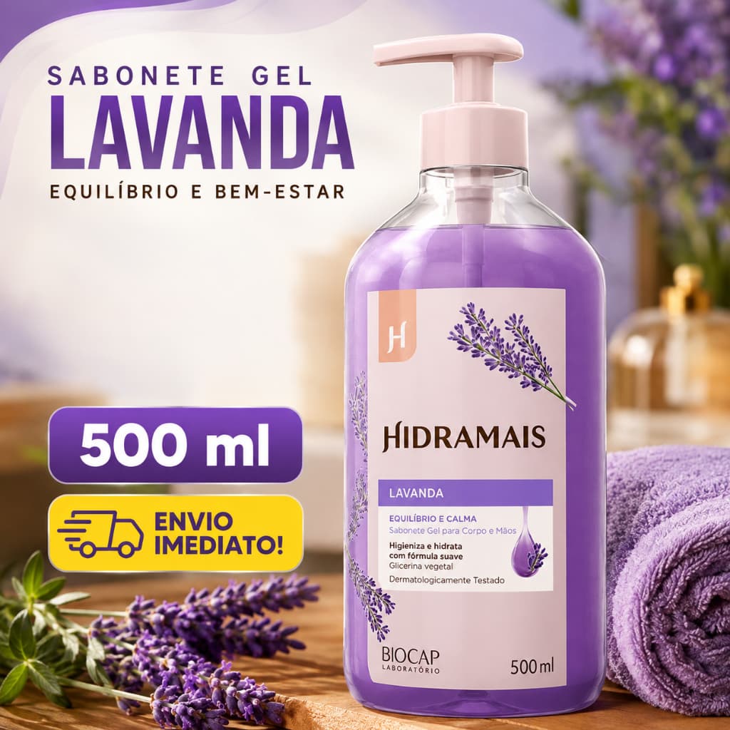 HIDRAMAIS SABONETE LIQUIDO LAVANDA PARA CORPO E MÃOS 500 ML