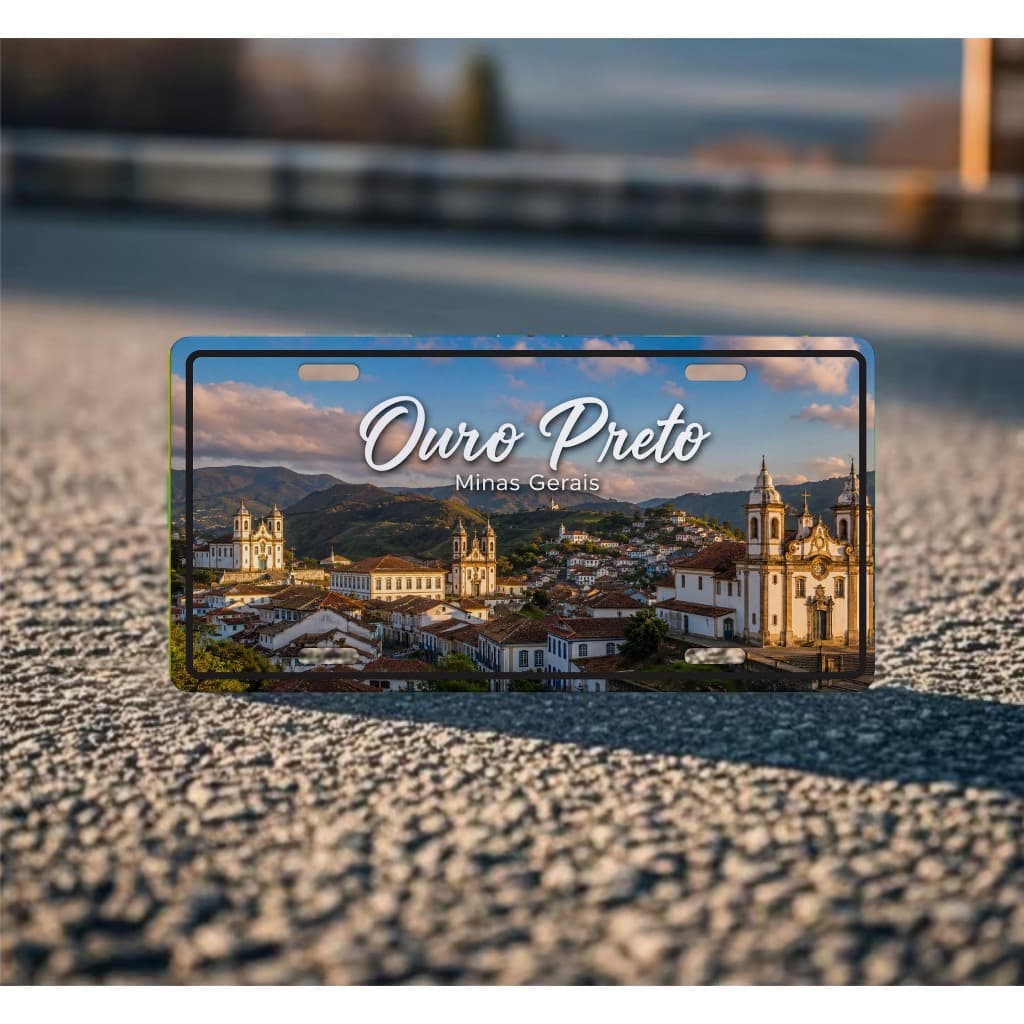 Placa Em Aluminio Personalizada Carro Ouro Preto - Mina Gerais - Alumínio 30 cm x 15 cm
