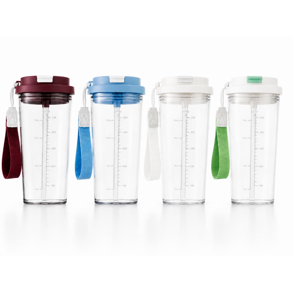 Copo 600ml Com Canudo Tampa Flip E Alça Bpa Free