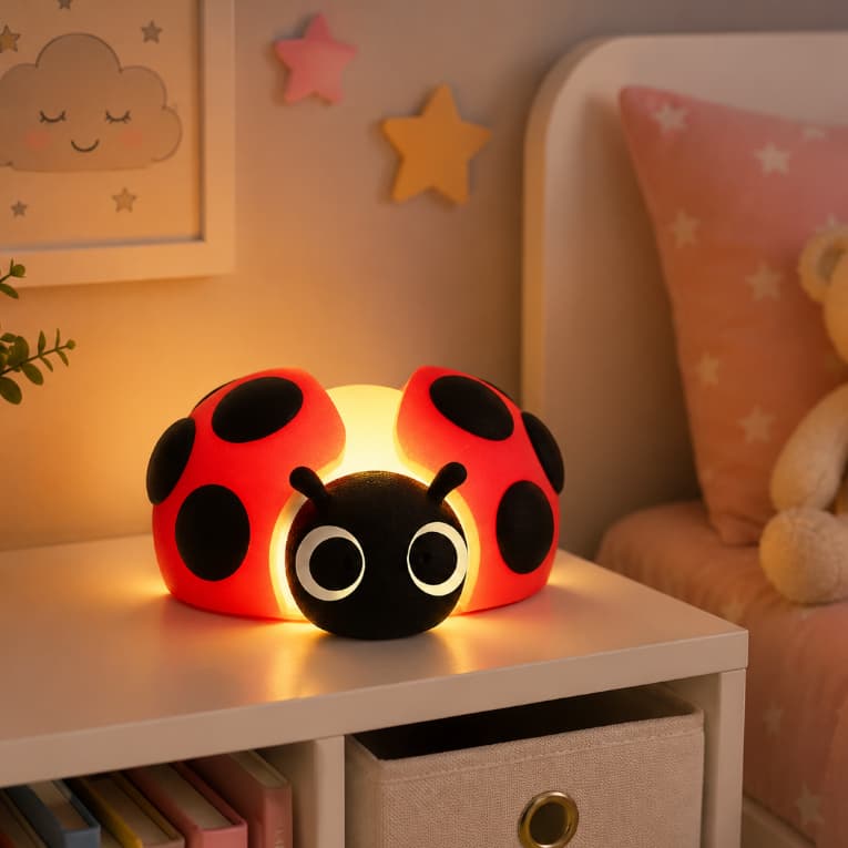Luminária Joaninha LED Infantil Abajur Quarto Criança Decoração