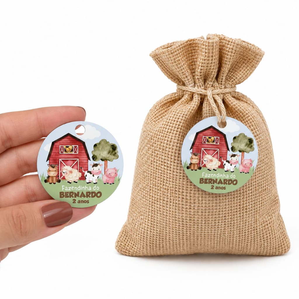 Tag de pendurar Garrafinha Sacolinha Pintinho Personalizados Decoração Festa Fazendinha Aquarela menino rosa