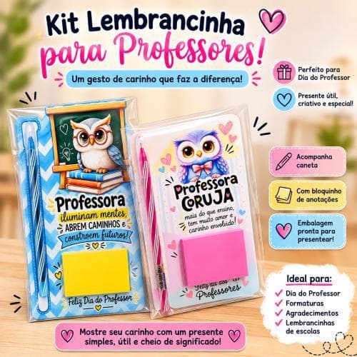 Kit Tag Com Caneta post-it  Lembrancinha Dia dos Professores