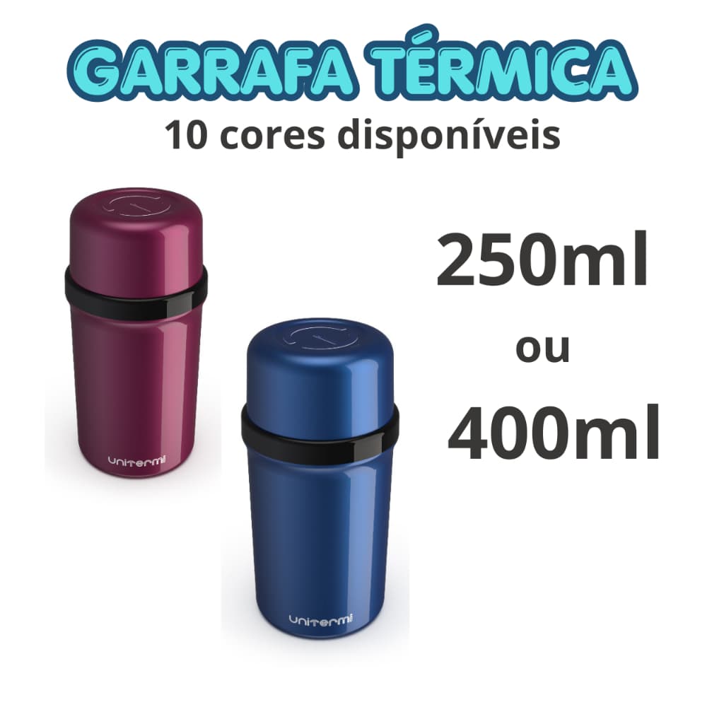 garrafa térmica Fano café chá água leite 250ml ou 400ml Unitermi ampola vidro