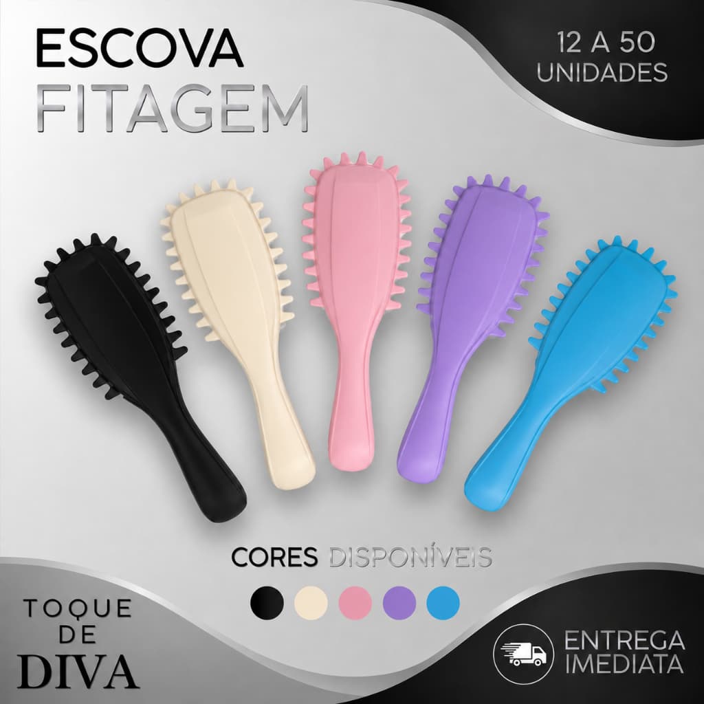 Kit 12 a 50 Escovas Fitagem Finalizadora Modeladora Definição de Cachos Ondulação Pente Cabelo Antifrizz