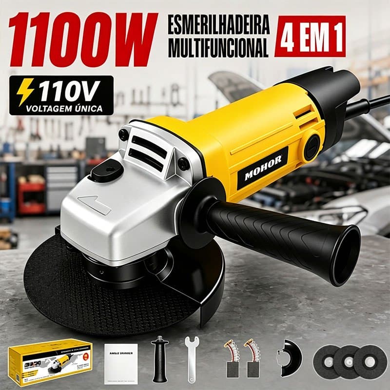 Esmerilhadeira Angular 110V/220V Lixadeira Ferramenta Profissional para Serralheiro Mecânico e Uso Doméstico