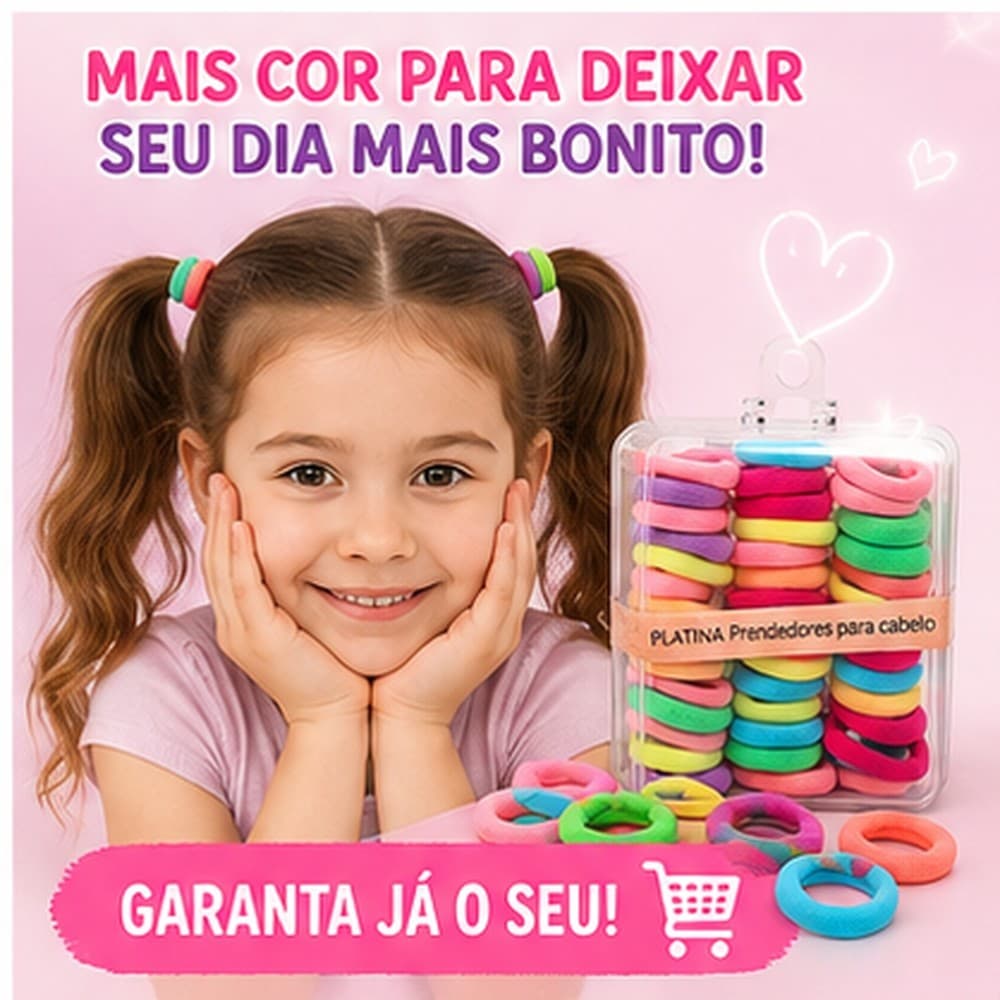 Elástico de Cabelo 36 Peças Tecido Neon Color