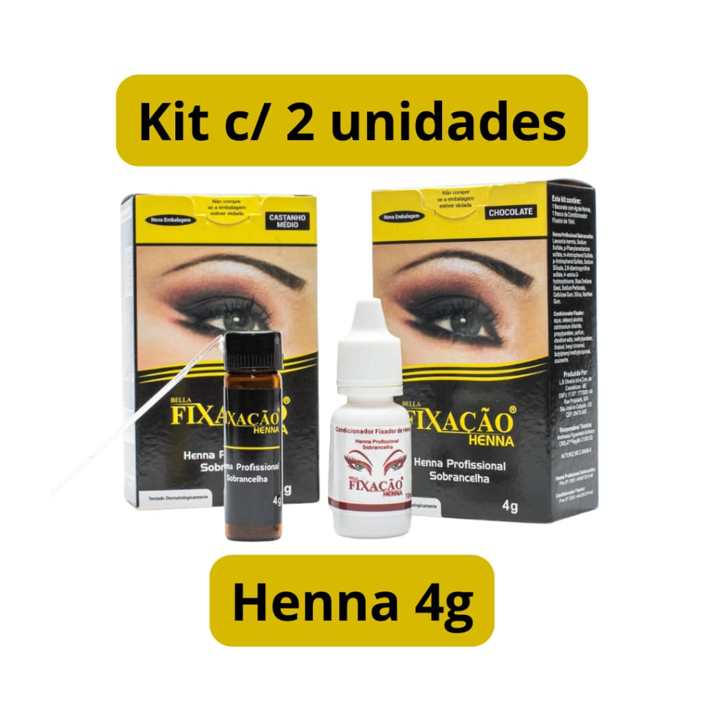 Henna para sobrancelhas 4g Fixação com 2 unidades