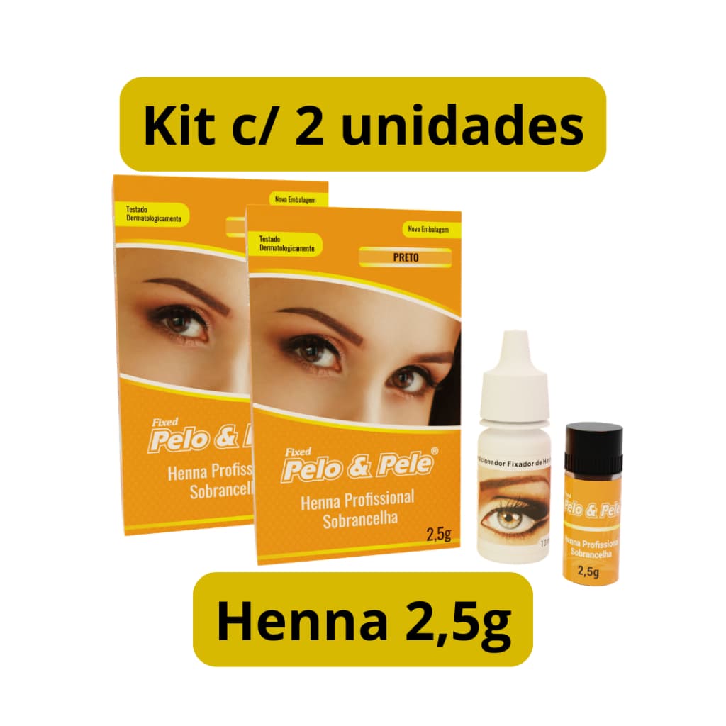 Henna para sobrancelhas 2,5g Pelo e Pele com 2 unidades