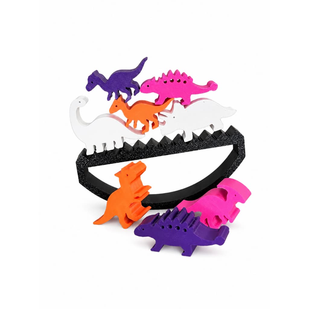 Brinquedo Montessori Dinossauros de Empilhar e Equilibrar Educativo Infantil Coordenação Motora