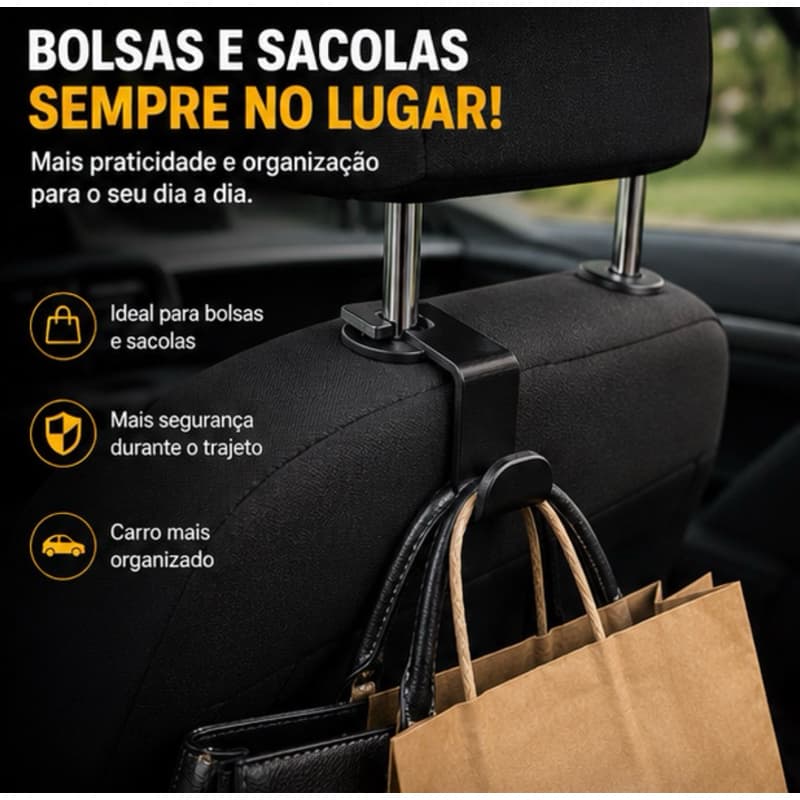 Suporte Universal Para Carro Encosto de Cabeça Para Pendurar Bolsas Sacolas e Compra